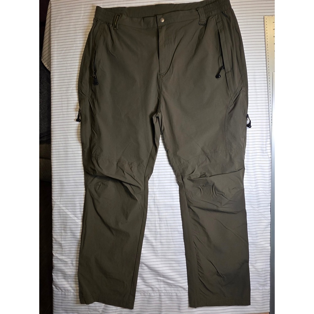 1291 Outdoor Sports Mens XXL Olive Green Hiking Pants Stretch Cargo Lightweight